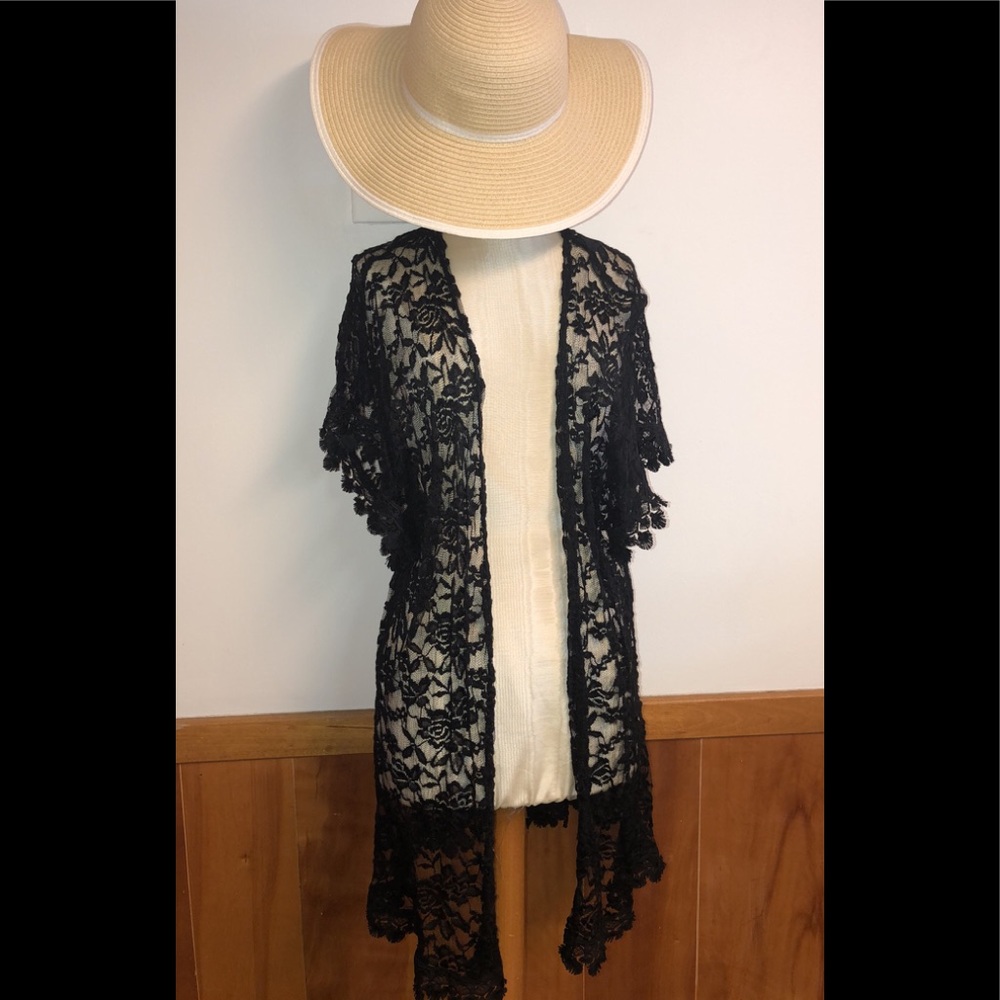 Lavish Black lace and embroidered bathing suit cover-up size 3X